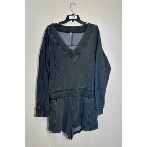 Free People FP Movement Washed Black Romper NWT